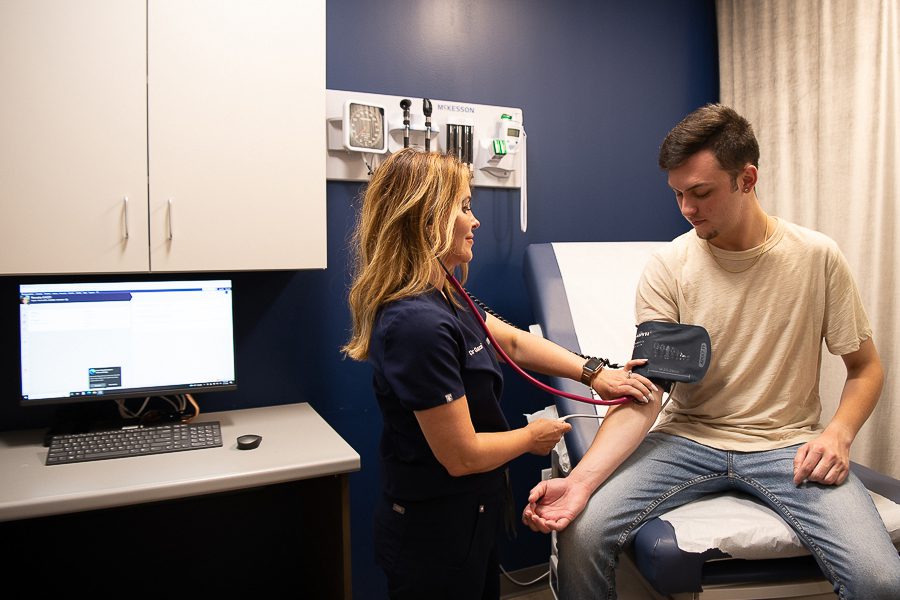 Patient getting a physical exam